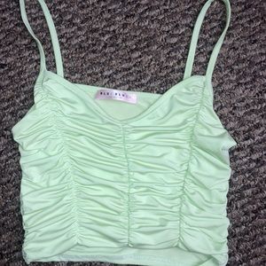 Blue blush Like Green Ruched Top